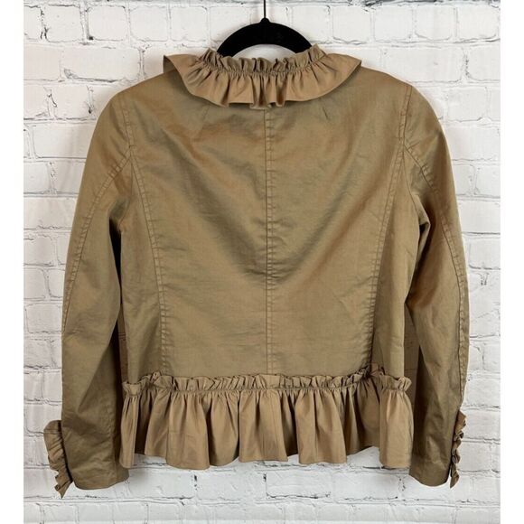 J.CREW beige chino ruffles stretch cotton pockets jacket blazer size 00 NWOT - Picture 8 of 13